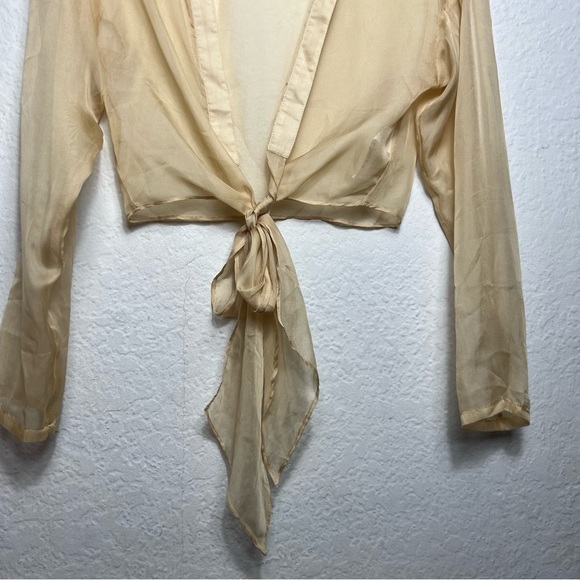 PRETTYLITTLETHING Organza Sheer Tie Front Blouse - Picture 3 of 8
